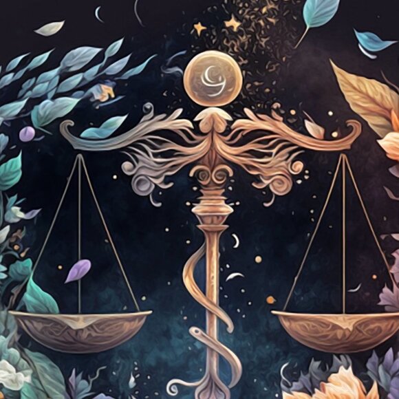 Libra Zodiac Wall Art Illustration Watercolor Oil Painting Print - Picture 5 of 5